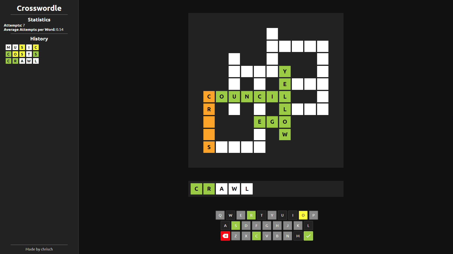 Crosswordle game